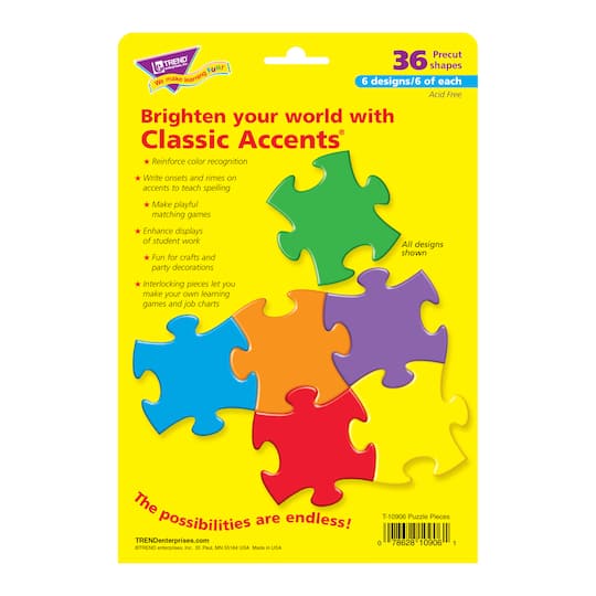 Trend Enterprises® Puzzle Pieces Classic Accents® Variety Packs, 3ct.